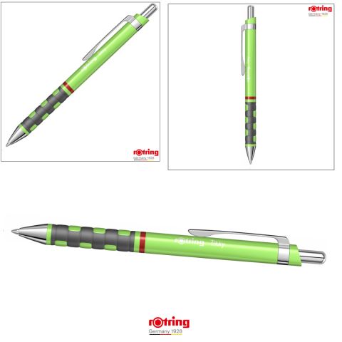 Pix Tikky 3 Verde Neon cu Grip Ergonom din Cauciuc si Mina Jumbo Albastra 0.7mm, pentru Scriere Extensiva si Uz Intensiv, Rotring [3]