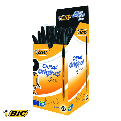 Pix unica folosinta Bic Cristal Fine, varf 0.8 mm, cerneala neagra, corp transparent, pentru scriere fina [3]