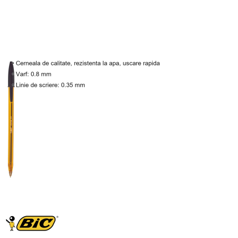 Pix unica folosinta Bic Cristal Fine, varf 0.8 mm, cerneala neagra, corp transparent, pentru scriere fina [2]