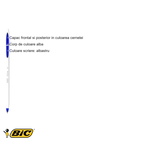 Pix unica folosinta Bic Cristal Up, varf medium 1.2 mm, scriere albastra, pentru birou si scoala [2]