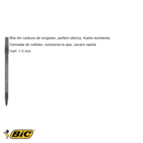 Pix unica folosinta Bic Round Stic, varf 1.0 mm, cerneala neagra rezistenta la apa [2]
