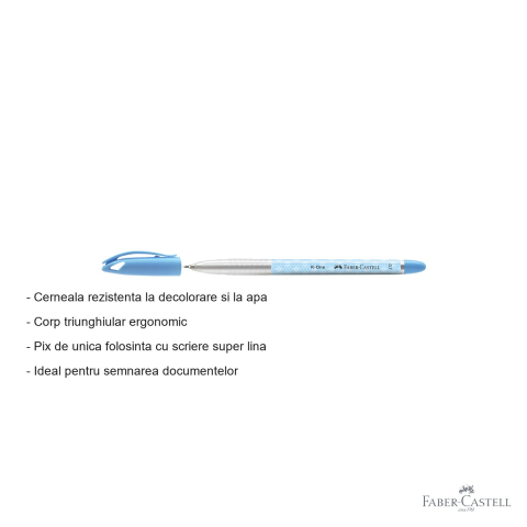 Pix unica folosinta Faber-Castell K1, varf 0.7mm, cerneala albastra rezistenta la apa, corp ergonomic triunghiular [1]