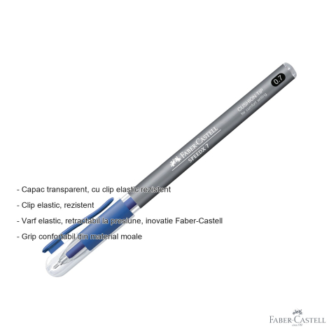 Pix unica folosinta Faber-Castell SpeedX, varf 0.7 mm, cerneala albastra, retractabil la presiune [1]