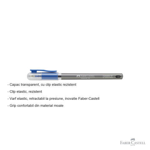 Pix unica folosinta Faber-Castell SpeedX, varf 1.0 mm, cerneala albastra, grip cauciucat [1]