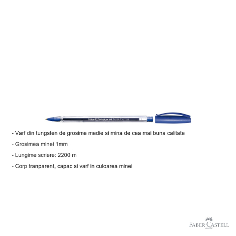 Pix unica folosinta Faber-Castell Trilux 032M, varf 1.0 mm, cerneala albastra, pentru scris zilnic [1]