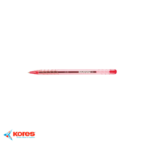 Instrumente de scris - Pix unica folosinta Kores K1, varf mediu 1mm, cerneala rosie, pentru birou si scoala