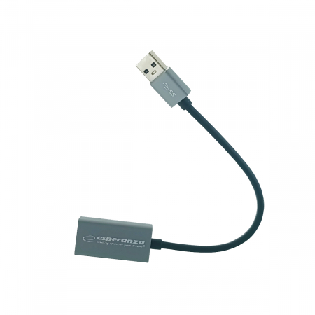 Placa de retea Ethernet Gigabit Esperanza 95883, USB 3.0 la RJ-45, cablu 18 cm, gri [1]
