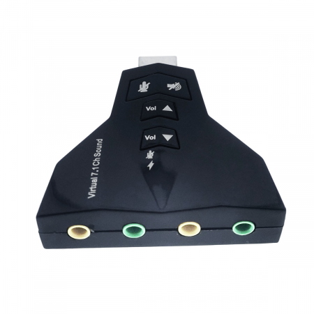 Placa de sunet USB externa, cu 4 porturi Jack 3.5 mm, 7.1 USB Virtual Channel Sound, neagra [2]