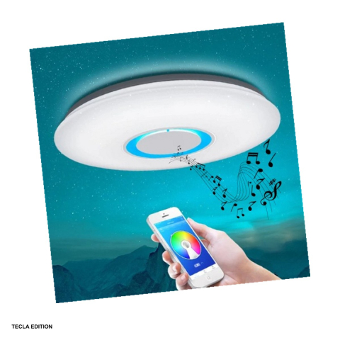 Corpuri iluminare - Plafoniera LED smart aplicata rotunda SPN7596D, 30 W, RGB + alb, cu difuzor, diametru 390 mm, montaj pe tavan