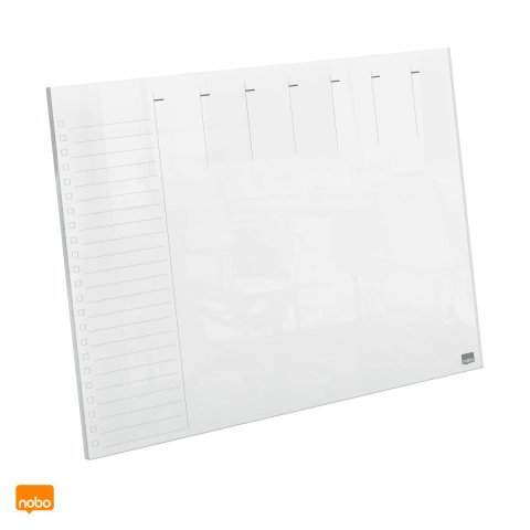 Birotica papetarie - Planner saptamanal Nobo din acril, A4, fara rama, reinscriptibil, montare pe perete sau pe birou, marker inclus, 210x8x297 mm, transparent
