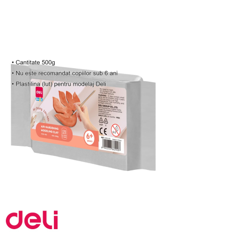 Plastilina pentru modelaj Deli, lut teracota cu textura fina, se intareste la aer, 500g [2]