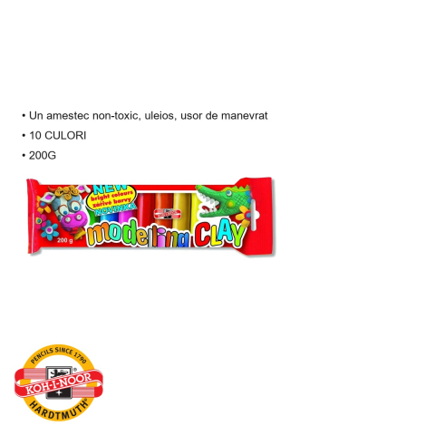 Plastilina remodelabila Koh-I-Noor, 10 culori, 200 g, amestec non-toxic, pentru copii si tineri artisti [2]