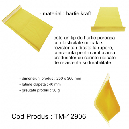 Plic anti-soc cu bule, 250 x 360 mm, cu clapeta de 40mm adeziva, galben [5]