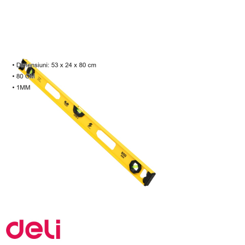 Poloboc metal 80 cm Deli, 3 bule de verificare, precizie 1 mm/m, pentru constructii si montaj [2]