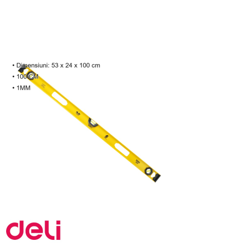 Poloboc metalic Deli 100 cm, 3 bule de verificare, acuratete 1 mm/m, pentru constructii si montaj [2]