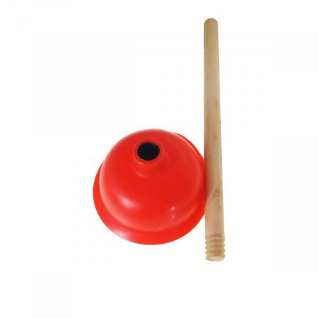 Pompa cu ventuza din cauciuc, diametru 155 mm, pentru desfundat scurgerea chiuveta si dus, cu maner de lemn de 39 cm [2]