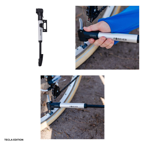 Pompa de cadru pentru bicicleta din aluminiu, valve Schrader si Presta, max 70 PSI, Forever Outdoor PU-100, argintie [3]