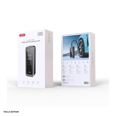 Pompa electrica portabila, 85 W, acumulator 5000 mAh, wireless, cu duze pentru anvelope si mingi, XO CZ018, neagra [3]