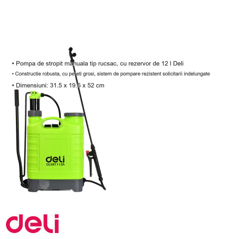 Pompa manuala de stropit tip rucsac Deli, rezervor 12 litri, cu duze multiple, pentru gradina si agricultura [2]