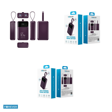 Power bank Forever Vibe-TB65 PD QC 65W 20000 mAh cherry, USB-C, USB-A, Li-ion, Visiniu [3]