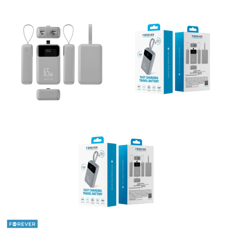 Power bank Forever Vibe-TB65 PD QC 65W 20000 mAh, USB-C, USB-A, Li-ion, Argintiu [3]