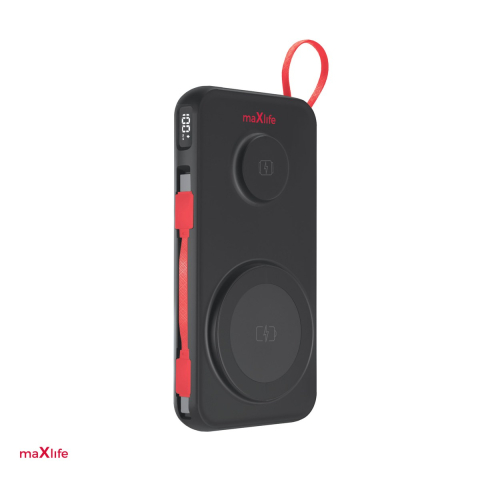 Power bank telefoane - Power bank Maxlife wireless MXPB-08 10000 mAh magnetic 3in1, magnetica, USB-A, USB-C, 22,50 W, USB-C (incorporat), Negru