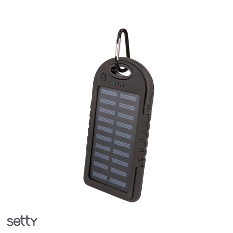 Baterii Power Bank - Power bank Setty solar 5000 mAh SPBS-05, USB-A, microUSB, USB-A / microUSB, Negru