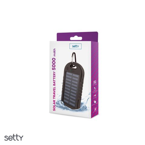 Power bank Setty solar 5000 mAh SPBS-05, USB-A, microUSB, USB-A / microUSB, Negru [3]
