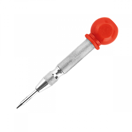 Instrumente de gaurit - Poanson central automat, de precizie, pentru perforare si marcare, lungime 130 mm, diametrul acului 4 mm, otel, 41779, argintiu cu rosu
