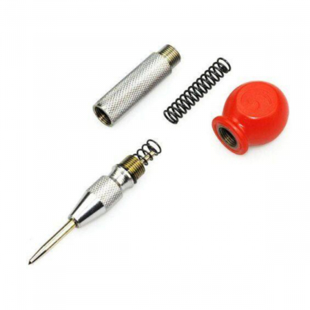 Poanson central automat, de precizie, pentru perforare si marcare, lungime 130 mm, diametrul acului 4 mm, otel, 41779, argintiu cu rosu [3]