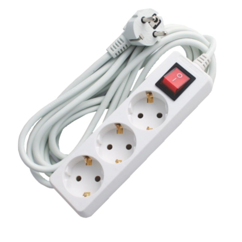 Prelungitoare priza - Prelungitor 3 Prize cu Intrerupator Cablu 5m 2200W Alb Control la Distanta