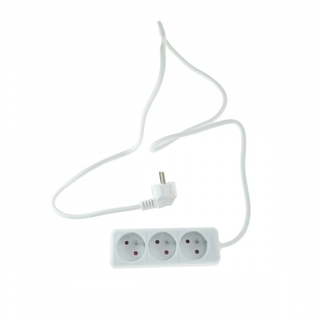 Prelungitor cu 3 prize pozitionate la 45 grade, Blow 08237, lungime cablu 1.3m, 220V-10A-2500W, standard francez, alb [2]