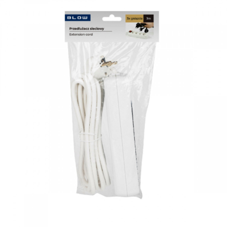 Prelungitor cu 3 prize pozitionate la 45 grade, Blow 08238, lungime cablu 2.8m, 220V-10A-2500W, standard francez, alb [2]