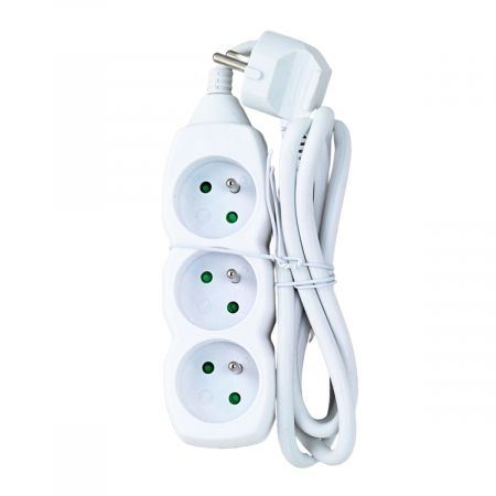 Prelungitor cu 3 prize si cablu cu lungime de 1.5m, 250V, 16A, sarcina maxima 3680W, cu impamantare si protectie copii, ES-96151, alb [4]