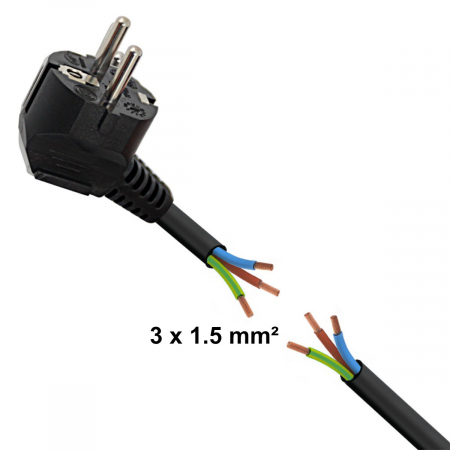 Prelungitor cu 3 prize si cablu cu lungime de 3m, 250V, 16A, sarcina maxima 3680W, cu impamantare si protectie copii, ES-96153, negru [2]