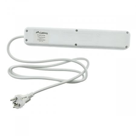 Prelungitor cu 5 prize schuko, Lanberg 42916, cu intrerupator, lungime 1,5 m, 2300W, contact de protectie, alb [3]