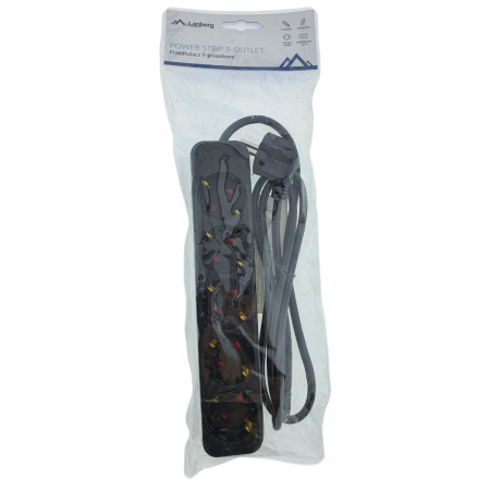 Prelungitor cu 5 prize schuko, Lanberg 42919, lungime 1,5 m, 2500W, 3 x 1.0 mmp, contact de protectie, negru [4]