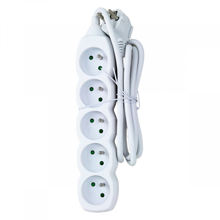 Prelungitor cu 5 prize si cablu cu lungime de 1.5m, 250V, 16A, sarcina maxima 3680W, cu impamantare si protectie copii, ES-96166, alb [4]