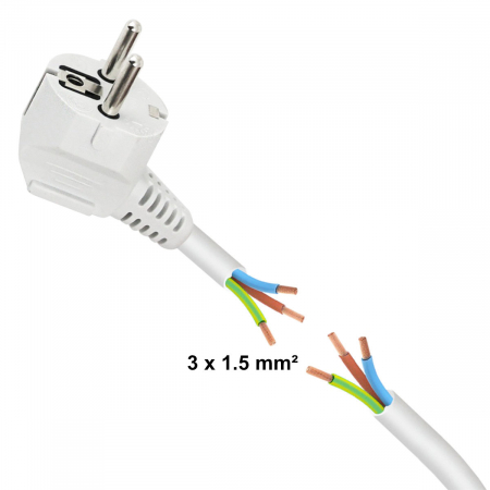 Prelungitor cu 5 prize si cablu cu lungime de 1.5m, 250V, 16A, sarcina maxima 3680W, cu impamantare si protectie copii, ES-96166, alb [2]