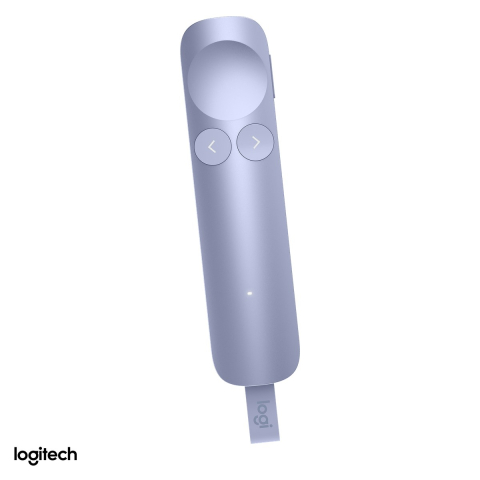 Accesorii pentru prezentare - Presenter Logitech Spotlight 2 Presentation Remote, feedback haptic, pointer digital si laser, Bluetooth si receptor Logi Bolt USB-C, raza 30 m, acumulator, lila deschis, 910-007673