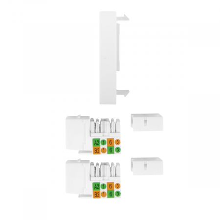 Priza dubla 2 x RJ45 , Lanberg 42390, fixare keystone, 2 x Cat 6 UTP, dimensiune panou 45 x 45 mm, modulara, alba [2]