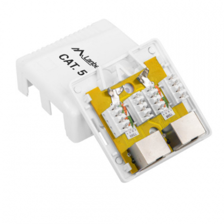 Priza dubla FTP cat 5e, ecranata, Lanberg 40428, montaj aparent, 2 x RJ45, alba [3]