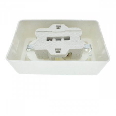 Priza dubla, montaj aparent, 16A, 250V, schuko, suport ceramic, alba [3]