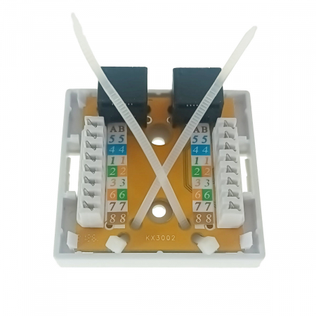 Priza dubla UTP cat 6, neecranata, montaj aparent, 2 x RJ45, plastic, alba [4]