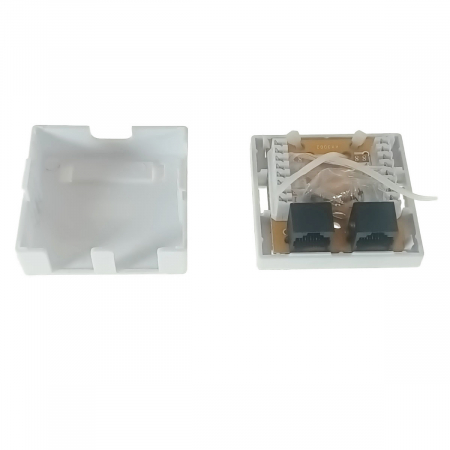 Priza dubla UTP cat 6, neecranata, montaj aparent, 2 x RJ45, plastic, alba [1]