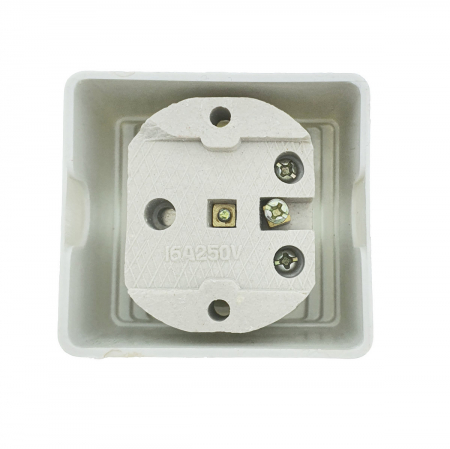 Priza electrica, montaj aparent, 16A, 250V, schuko, suport ceramic, alba [4]