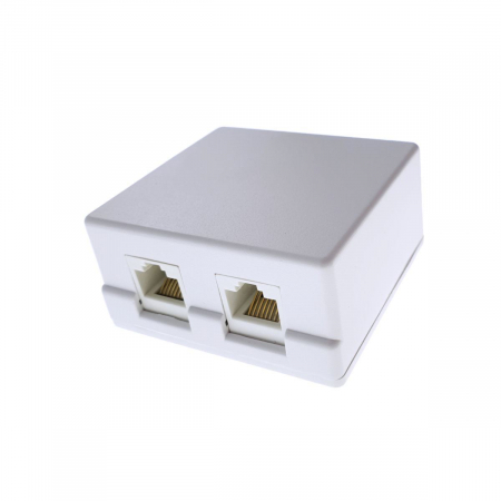 Mufe - Priza UTP cat5 dubla, echipata, montaj aparent, din plastic, alba