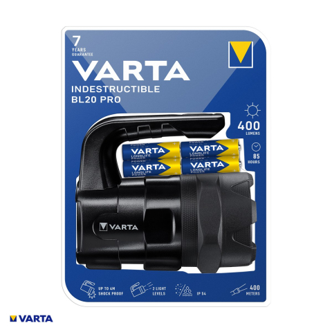 Proiector de mana VARTA Indestructible BL20 Pro 18751, LED 6 W, IP54, IK08, rezistent la cadere de 4 m, 6 baterii AA incluse [3]