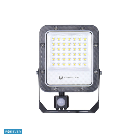 Corpuri iluminare - Proiector LED Forever Proxim+ 30W 4000K 4500lm PIR 230V IP65, cablu 30cm, dimensiune 135 x 55 x 200mm, Negru
