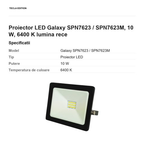 Proiector LED Galaxy SPN7623 / SPN7623M, 10 W, 6400 K lumina rece [2]